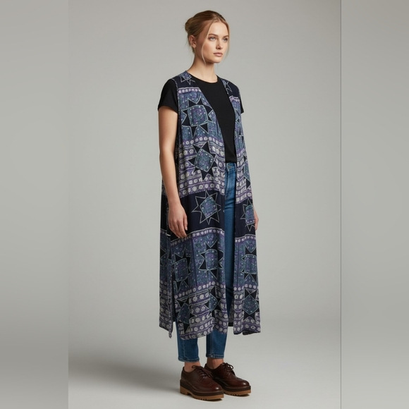 Dresses & Skirts - 90s Vintage Stars Patterned Sleeveless Dress